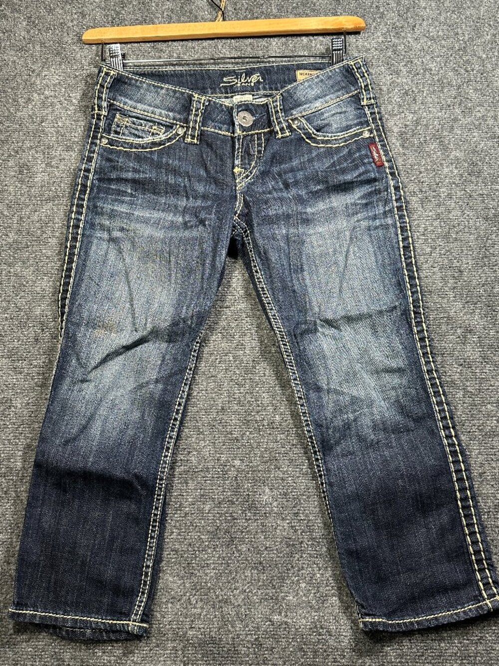Silver Jeans Womens 26 McKenzie Capri Cotton Stretch Button Flap Pockets